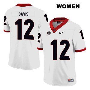 Women's Georgia Bulldogs NCAA #12 Rian Davis Nike Stitched White Legend Authentic College Football Jersey QVU8054HC